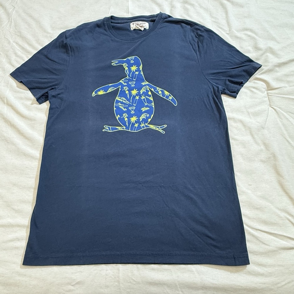 Original Penguin Mens Blue Graphic T Shirt Short Sleeve Crewneck